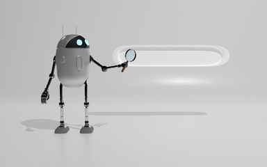 robot searth in internet 3d render.