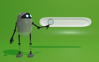 robot searth in internet 3d render.