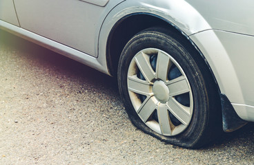 flat tire of a car