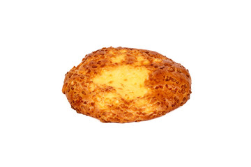 Pastry bun with cheese isolated on white background