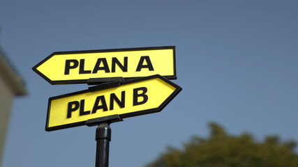A road sign with plan A plan B words. 3d image.