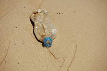 plastic bottle on the beach