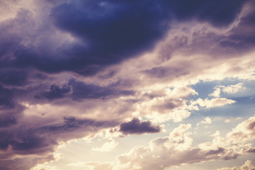 Background of dark clouds before a thunder-storm, abstract natural background and texture