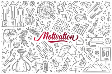 Hand drawn motivation set doodle vector background