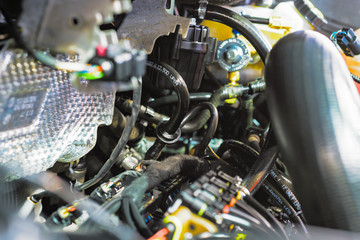 Fototapeta premium Engine internal combustion, the main power unit forklift.