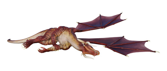 3D Rendering Fantasy Dragon on White