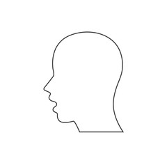 Human head or profile silhouette with open mouth isolated on white background