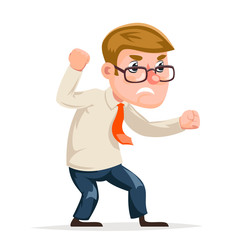 Mad angry businessman guy character icon cartoon design vector illustration