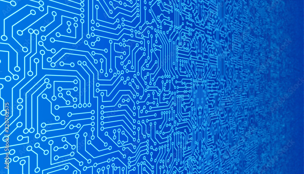 Poster blue circuit board pattern texture. high-tech background in digital computer technology concept. 3d 