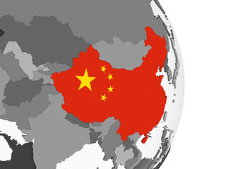 Fototapeta premium China with flag on globe