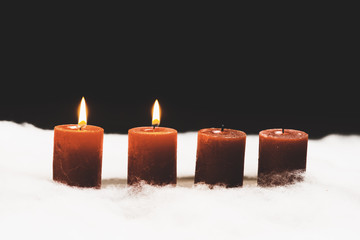 Christmas eve or night still life with bokeh lights