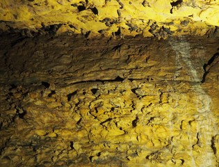 View on the inside of a very old stone cave
