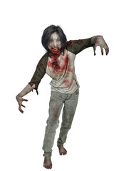 Portrait of zombie man with bloody mouth