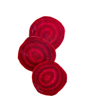 Common Beet Slices Against White Background.