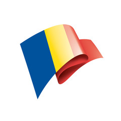 Romania flag, vector illustration on a white background