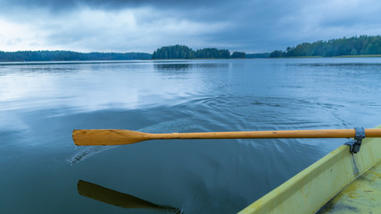 In a row boat in the Finnish archipelago at September in the coast of Raasepori, Finland.