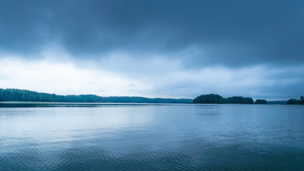 Finnish archipelago at the rainy day in September, Raasepori Finland.