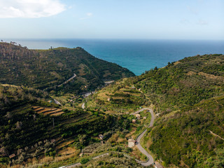 Obraz premium aerial view of road to sea in arezzo province, Italy
