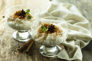 Rice pudding with cinnamon