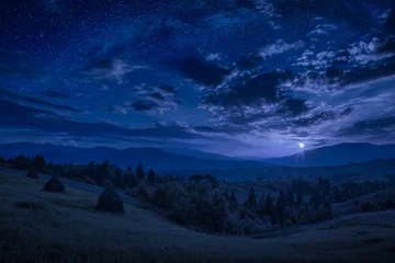 Foto auf Acrylglas Rising of the full moon in a mountain valley © Bashkatov