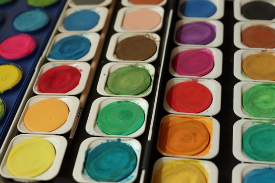 Used water-color paint-box