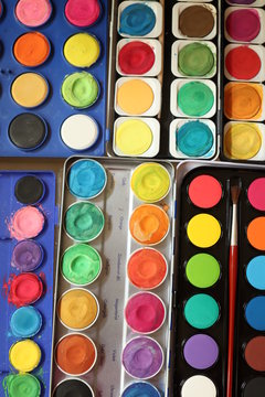 Used water-color paint-box
