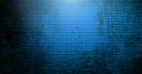 Vignette and light on blue brick wall background