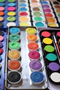 Watercolors in boxes
