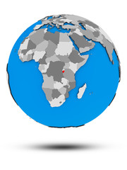 Burundi on political globe isolated