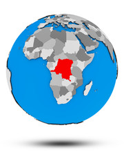 Democratic Republic of Congo on political globe isolated
