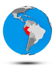 Peru on political globe isolated