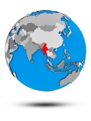 Myanmar on political globe isolated