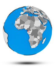 Equatorial Guinea on political globe isolated