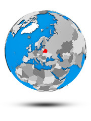 Naklejka premium Belarus on political globe isolated