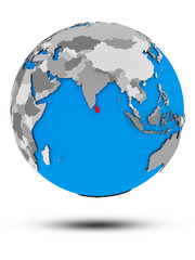 Sri Lanka on political globe isolated