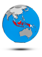 Indonesia on political globe isolated