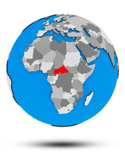 Central Africa on political globe isolated