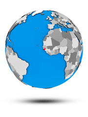 Guinea-Bissau on political globe isolated
