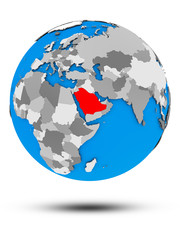 Saudi Arabia on political globe isolated