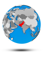 Pakistan on political globe isolated