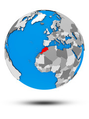Morocco on political globe isolated