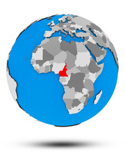 Cameroon on political globe isolated