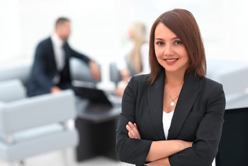 portrait of confident business women on blurred background office