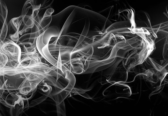 Movement of white smoke abstract on black background