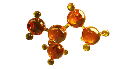 3d rendering illustration of glass molecule model. Molecule of oil. Concept of structure model motor oil or gas isolated on white - obrazy, fototapety, plakaty