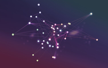 Small network on a purple background, concept of connectivity, illustration