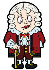 Cartoon Gallant Vampire/ Illustration an old-fashioned vampire wearing a wig, in a flat cartoon style
