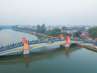 View of Berendeng Bridge at Tangerang, Indonesia in the morning.