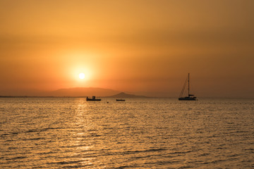 Sunset looking the boats