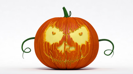 halloween, pumpkin jack-o-lantern evil smiling. 3d illustration